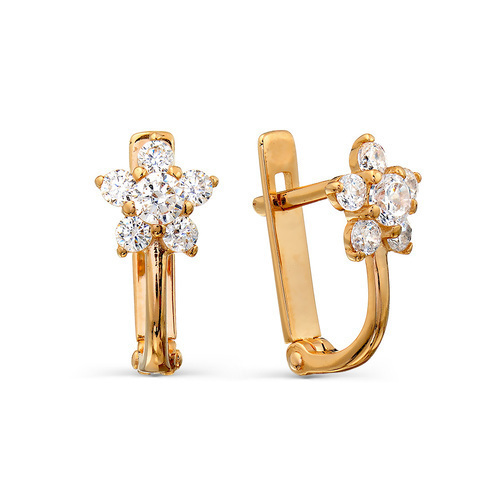 Ювелирное изделие - Серьги из красного золота с фианитами в магазине Best-Gold 102792