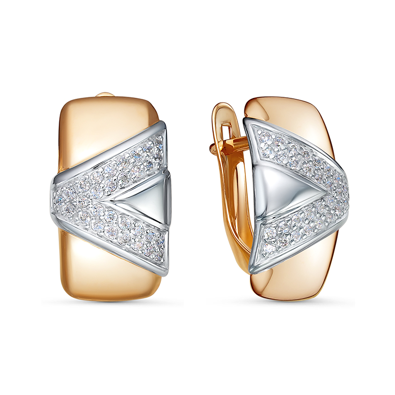 Ювелирное изделие - Серьги из красного золота с фианитами в магазине Best-Gold 034494