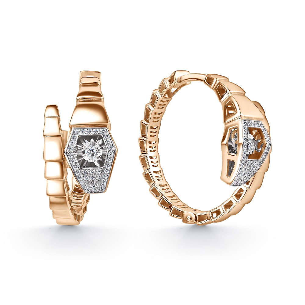 Серьги из красного золота с бриллиантами Ювелирное изделие - Серьги из красного золота с бриллиантами в магазине Best-Gold 150590