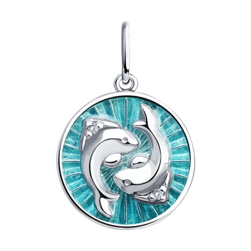 Ювелирное изделие - Подвеска из серебра с фианитами и эмалью в магазине Best-Gold 152864