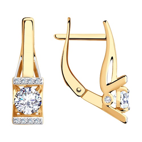 Серьги из красного золота с фианитами Ювелирное изделие - Серьги из красного золота с фианитами в магазине Best-Gold 041083