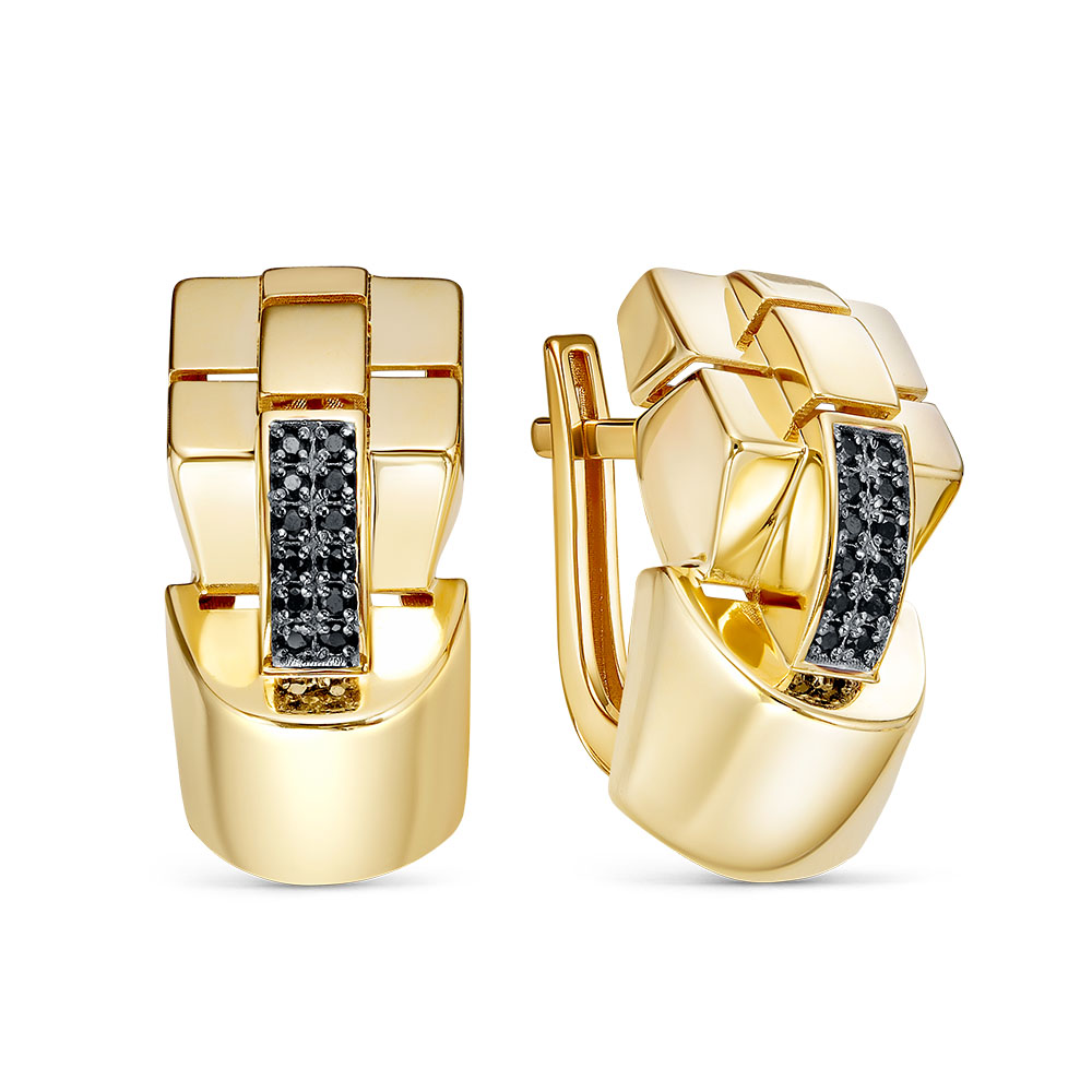 Серьги из желтого золота с фианитами