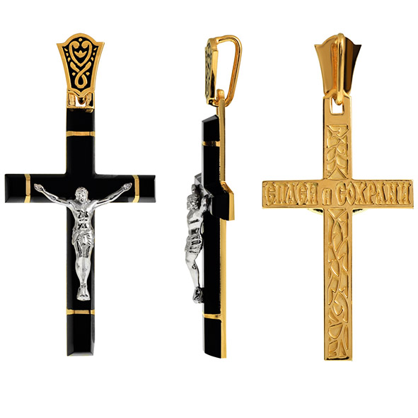 Крест из красного золота с агатом Ювелирное изделие - Крест из красного золота с агатом в магазине Best-Gold 092920