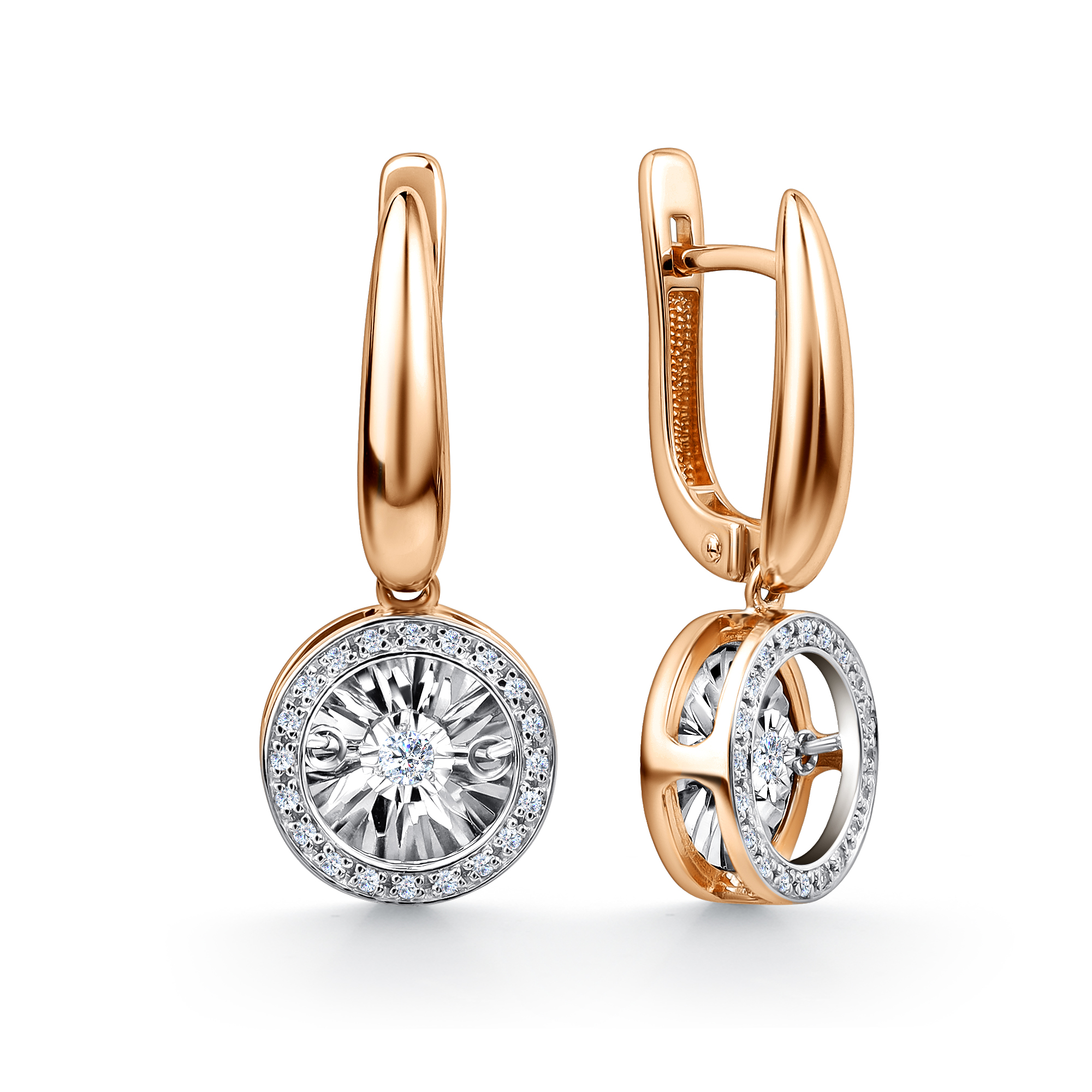 Серьги из красного золота с бриллиантами Ювелирное изделие - Серьги из красного золота с бриллиантами в магазине Best-Gold 050759