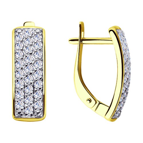 Серьги из жёлтого золота с фианитами Ювелирное изделие - Серьги из жёлтого золота с фианитами в магазине Best-Gold 063583