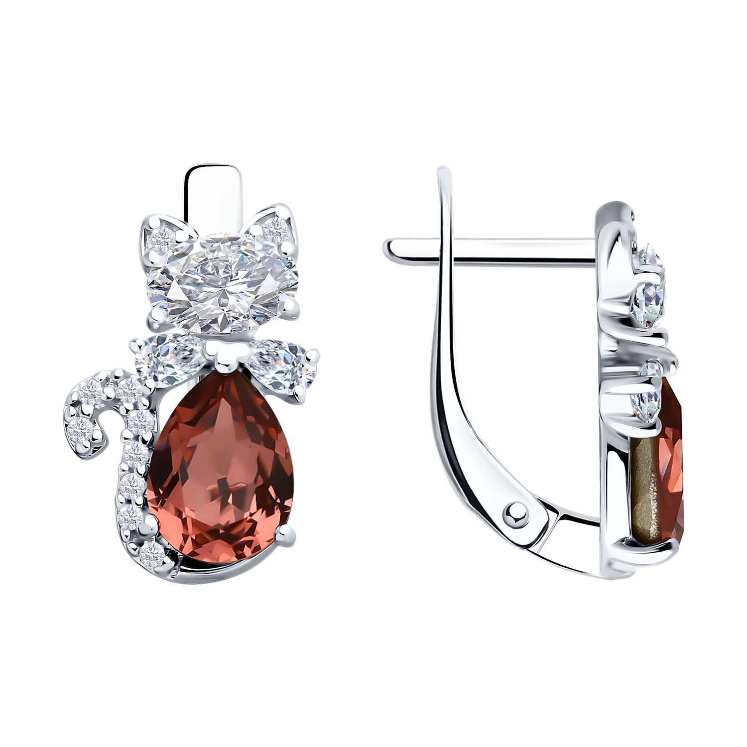 Серьги из серебра с кристаллами и фианитами Ювелирное изделие - Серьги из серебра с кристаллами и фианитами в магазине Best-Gold 140712