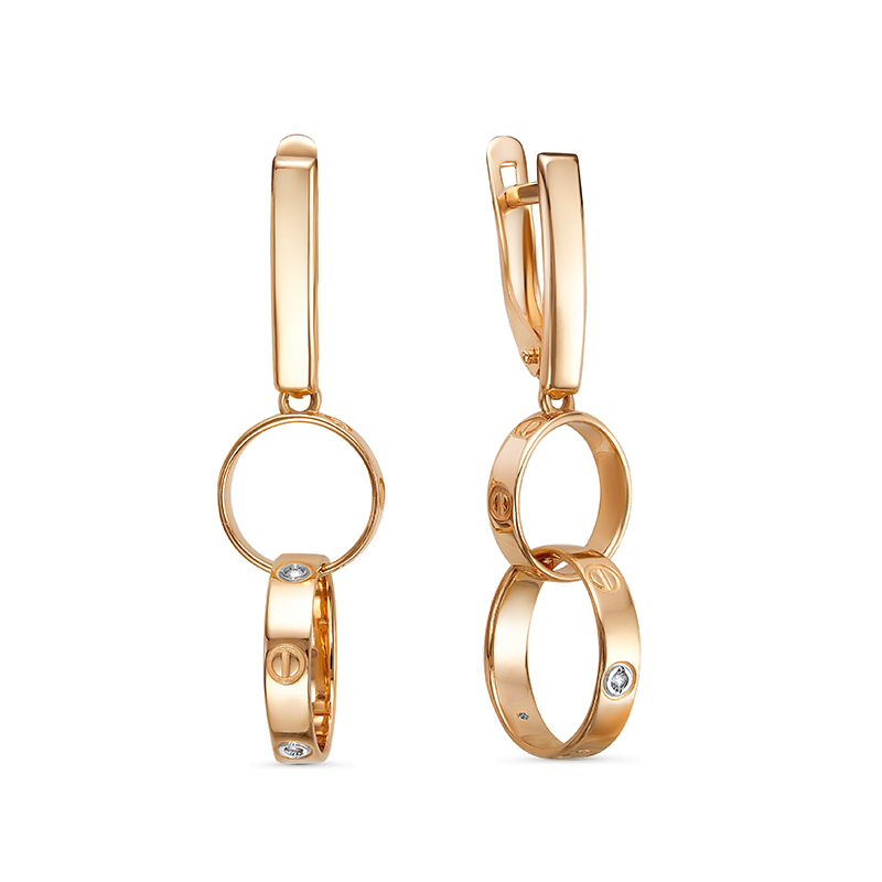 Серьги из красного золота с фианитами Ювелирное изделие - Серьги из красного золота с фианитами в магазине Best-Gold 073057