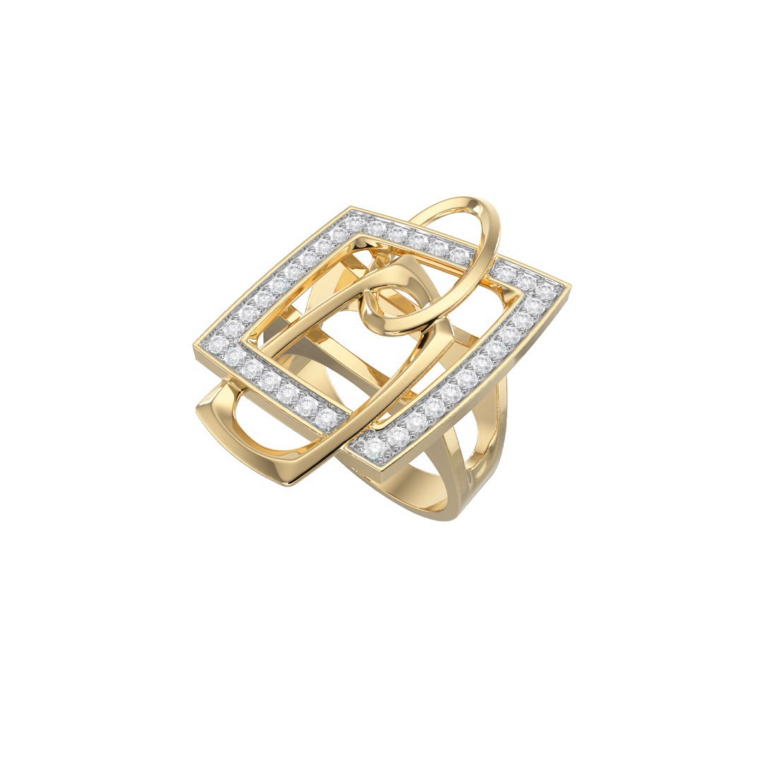 Ювелирное изделие - Кольцо из желтого золота с фианитами в магазине Best-Gold 121698