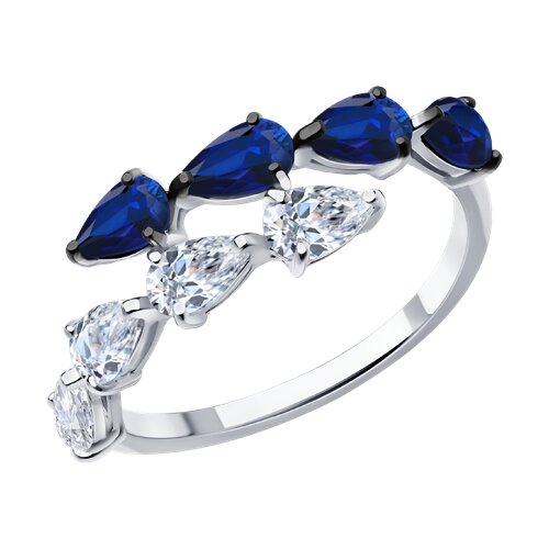 Кольцо из белого золота с сапфирами и бриллиантами Ювелирное изделие - Кольцо из белого золота с сапфирами и бриллиантами в магазине Best-Gold 144706