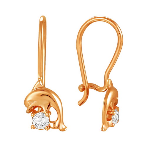 Серьги из красного золота с фианитами Ювелирное изделие - Серьги из красного золота с фианитами в магазине Best-Gold 141526