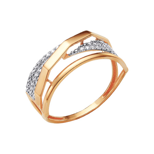 Кольцо из красного золота с фианитами