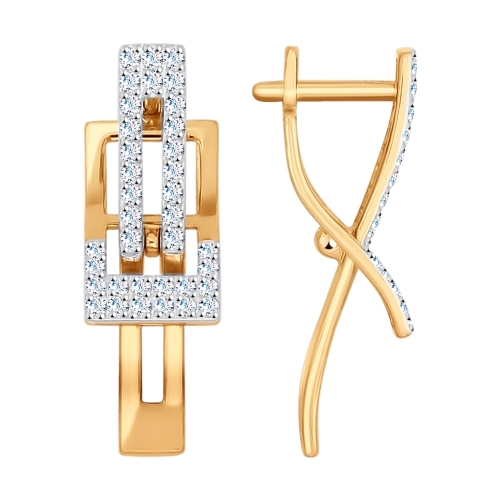 Серьги из красного золота с фианитами Ювелирное изделие - Серьги из красного золота с фианитами в магазине Best-Gold 098323