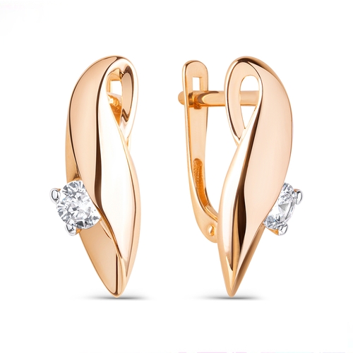 Ювелирное изделие - Серьги из красного золота с фианитами в магазине Best-Gold 103212