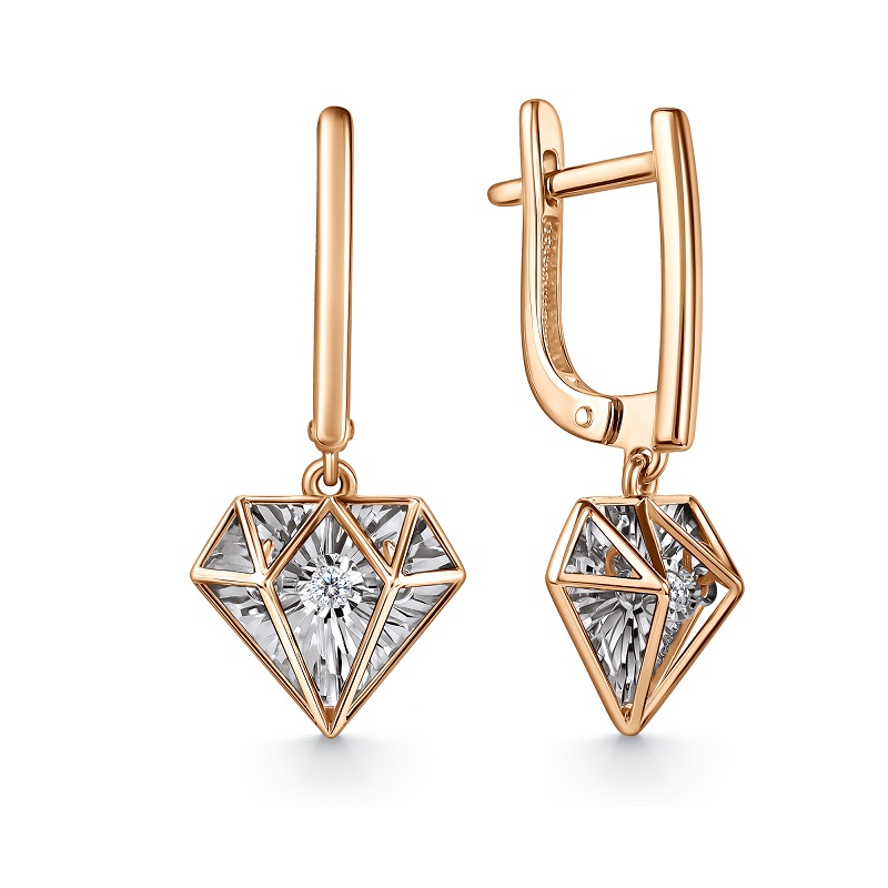 Серьги из красного золота с бриллиантами Ювелирное изделие - Серьги из красного золота с бриллиантами в магазине Best-Gold 154994