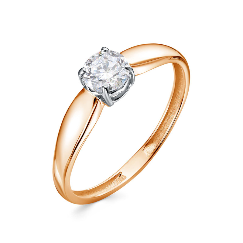Кольцо помолвочное из красного золота с бриллиантом