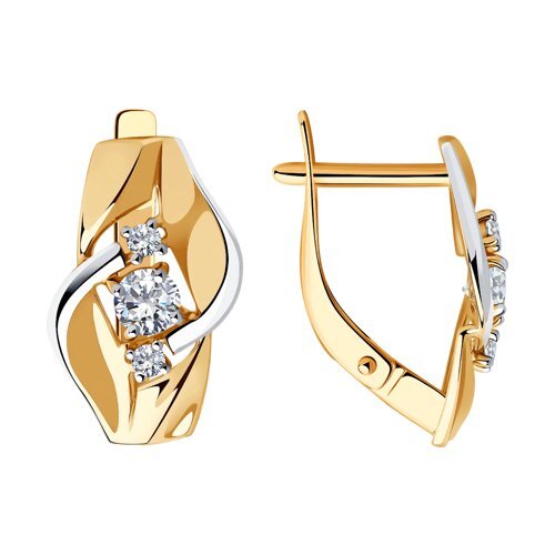 Серьги из красного золота с фианитами Ювелирное изделие - Серьги из красного золота с фианитами в магазине Best-Gold 017083