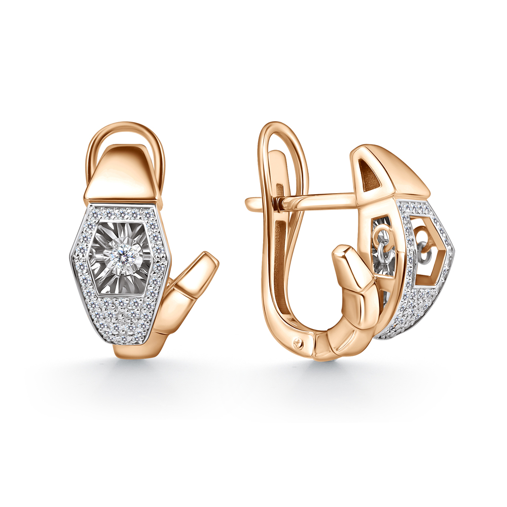 Серьги из красного золота с бриллиантами Ювелирное изделие - Серьги из красного золота с бриллиантами в магазине Best-Gold 151364