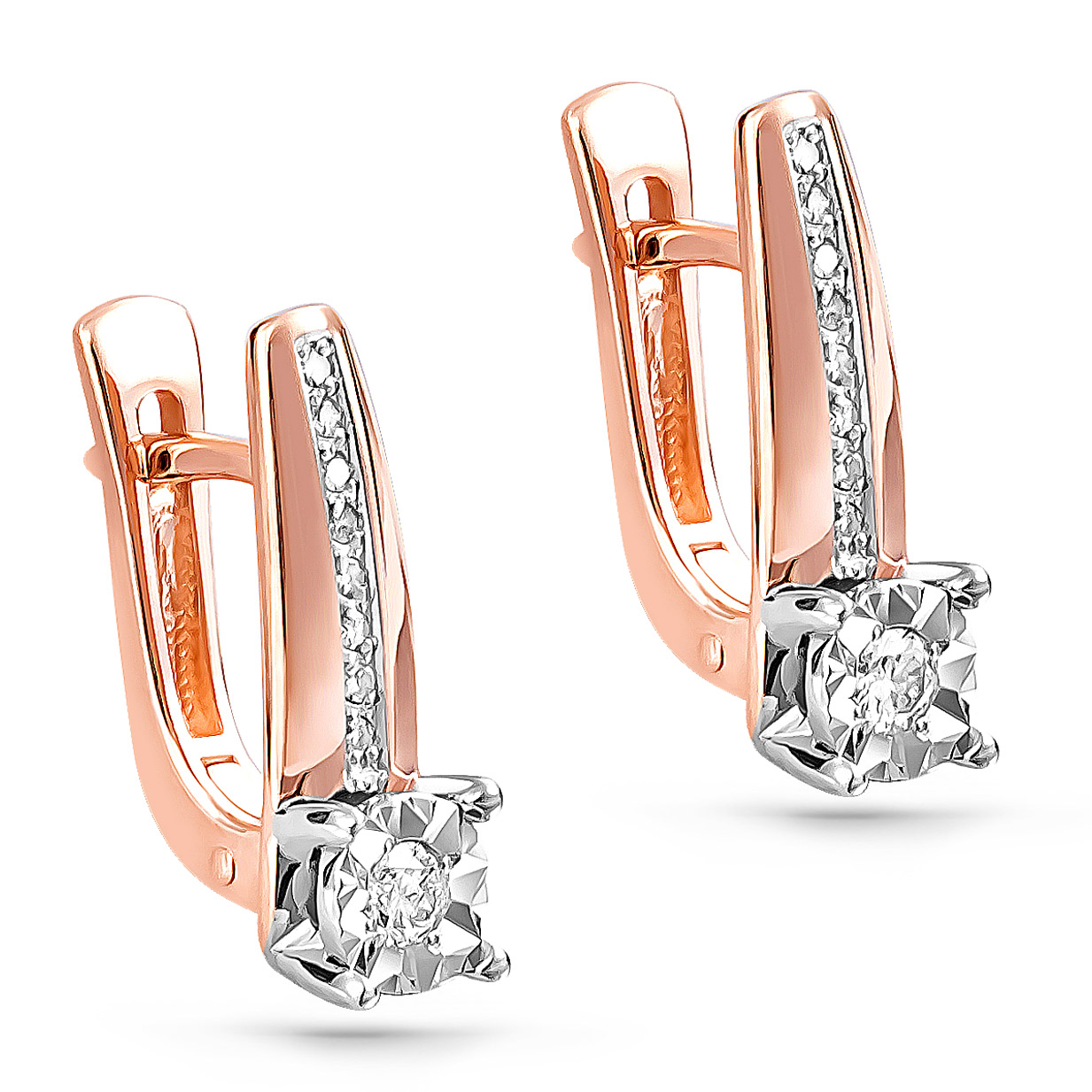 Серьги из красного золота с бриллиантами Ювелирное изделие - Серьги из красного золота с бриллиантами в магазине Best-Gold 154932