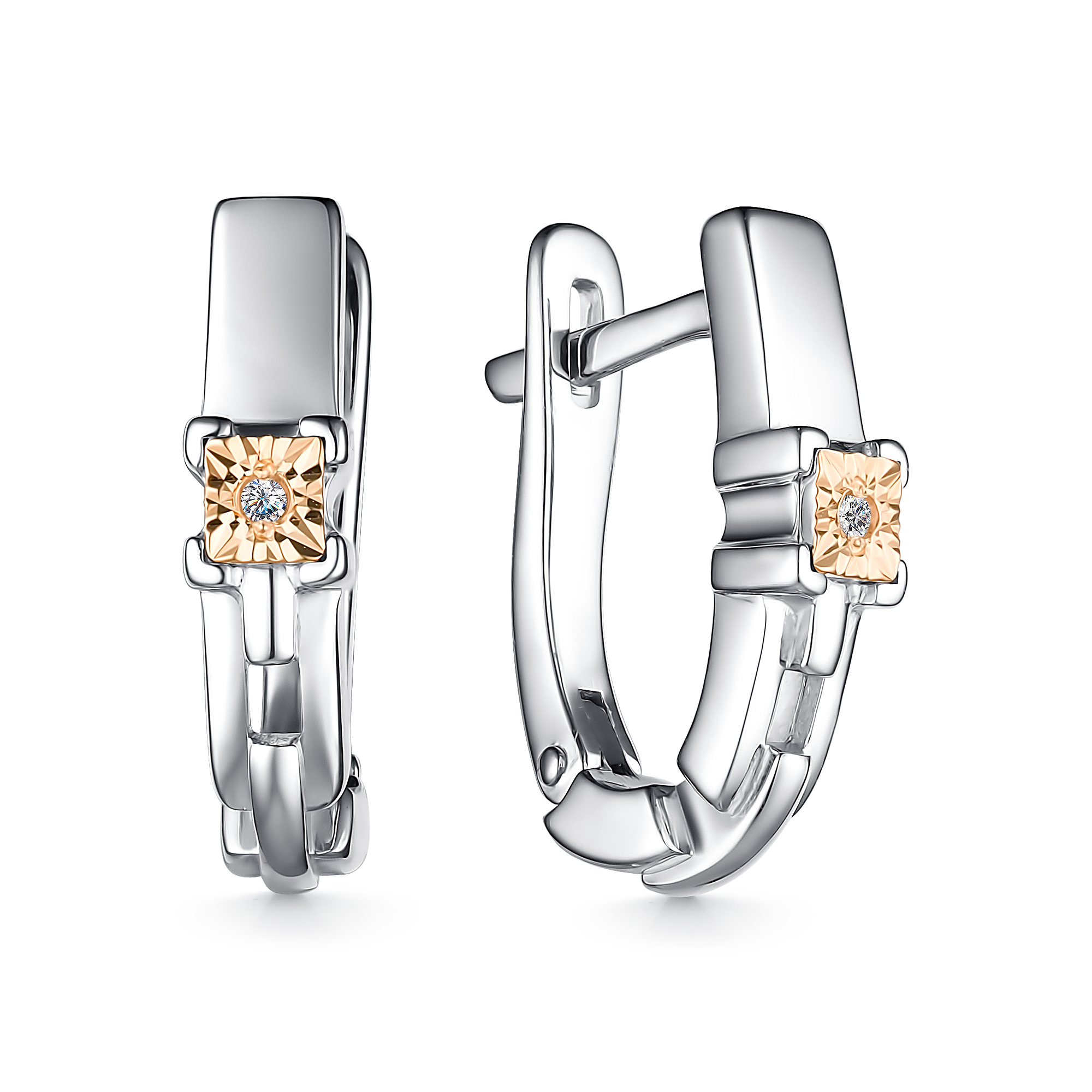 Серьги из серебра с бриллианами и золотом Ювелирное изделие - Серьги из серебра с бриллианами и золотом в магазине Best-Gold 134751