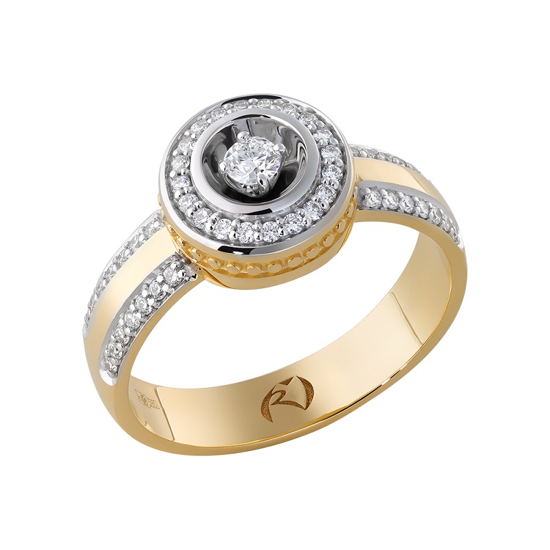 Кольцо из желтого золота с бриллиантами Ювелирное изделие - Кольцо из желтого золота с бриллиантами в магазине Best-Gold 156206