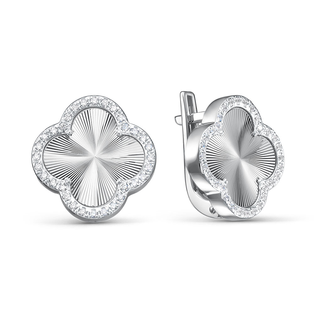 Ювелирное изделие - Серьги из серебра с фианитами в магазине Best-Gold 158004