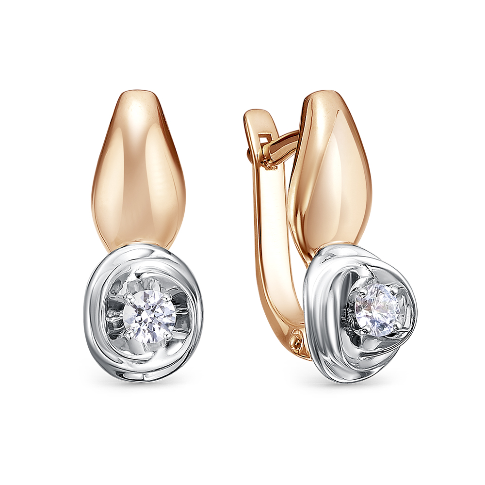 Серьги из красного золота с бриллиантами Ювелирное изделие - Серьги из красного золота с бриллиантами в магазине Best-Gold 153843