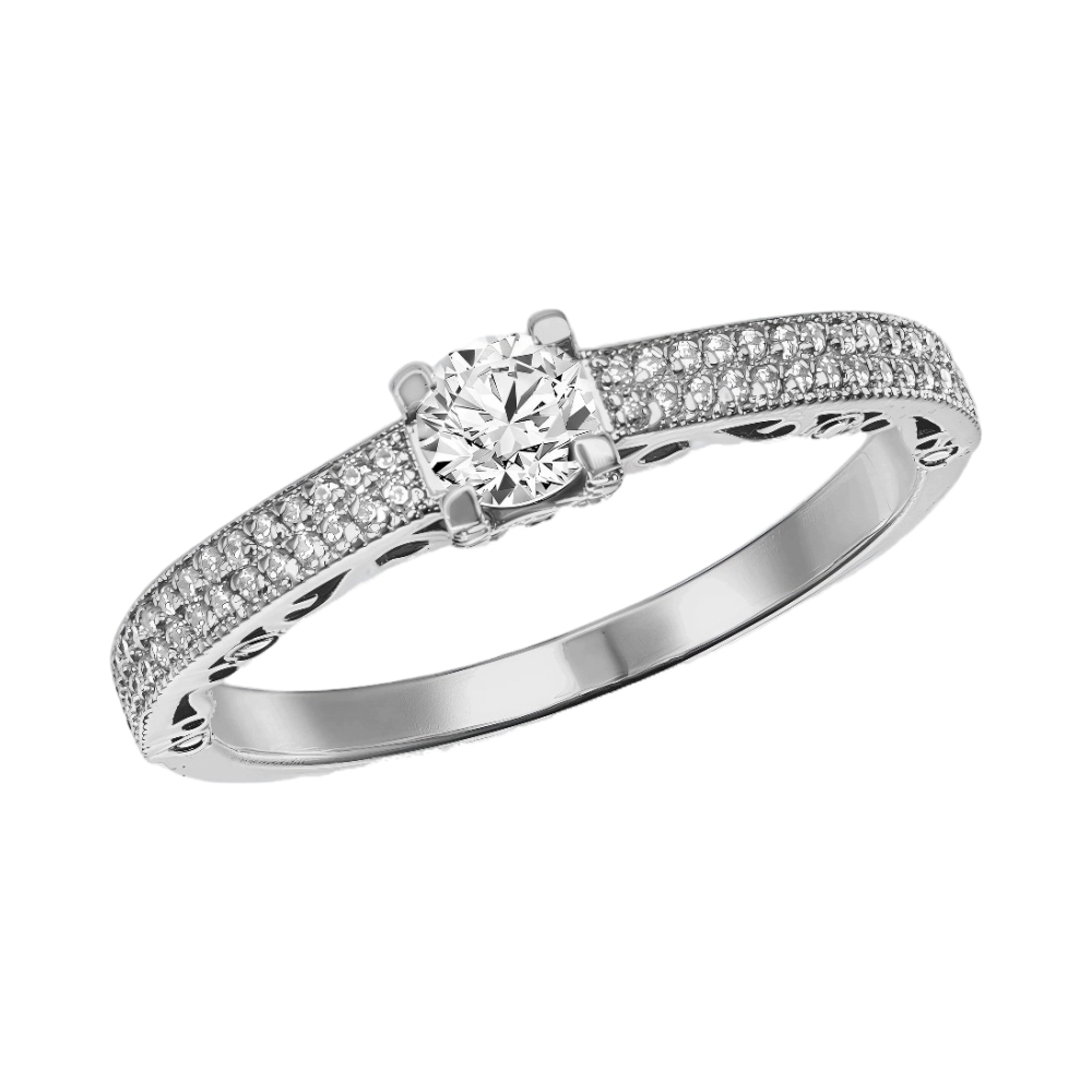 Ювелирное изделие - Кольцо помолвочное из белого золота с фианитами в магазине Best-Gold 125810