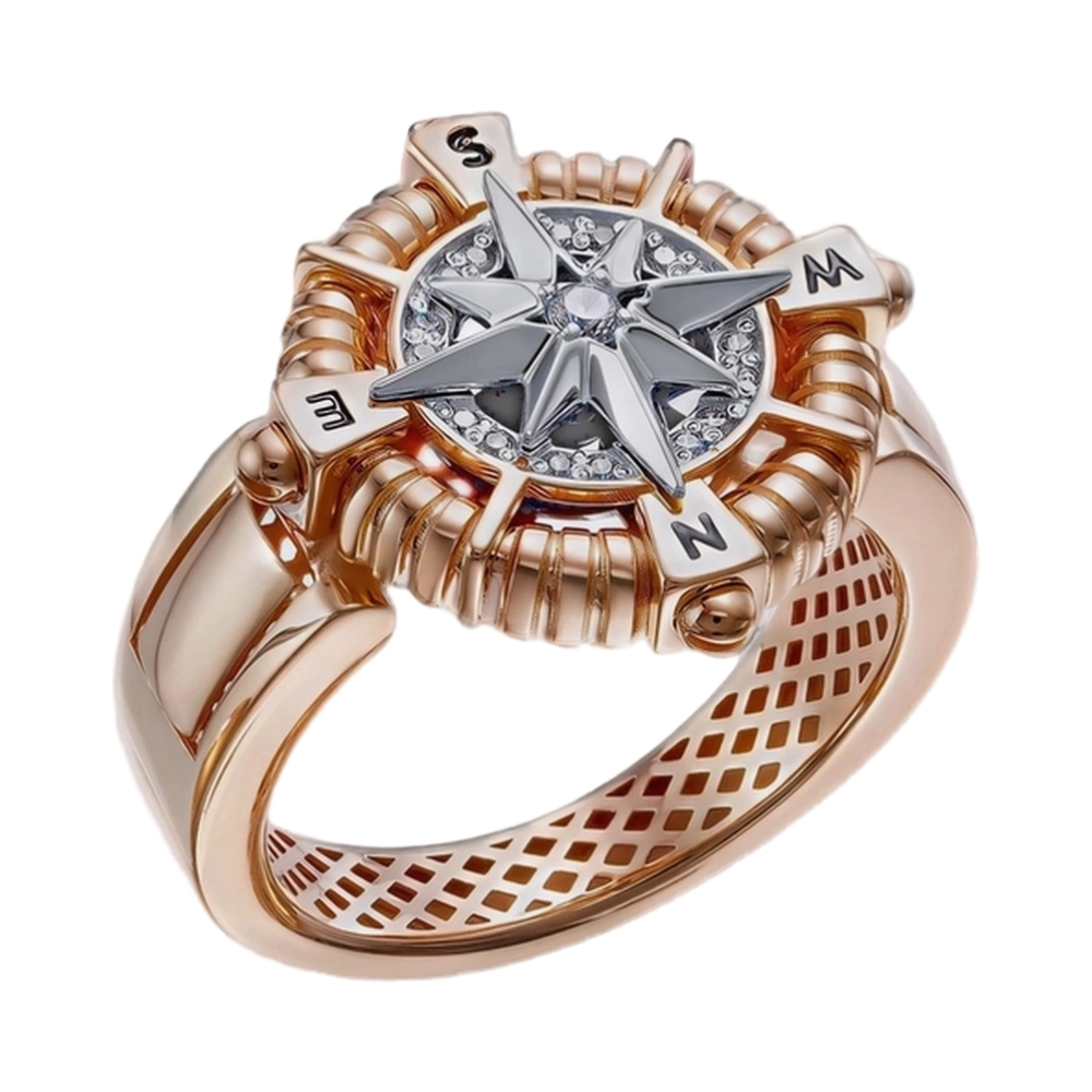 Печатка мужская из красного золота с ониксом и фианитами