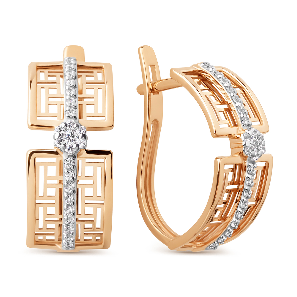 Серьги из красного золота с фианитами Ювелирное изделие - Серьги из красного золота с фианитами в магазине Best-Gold 145456