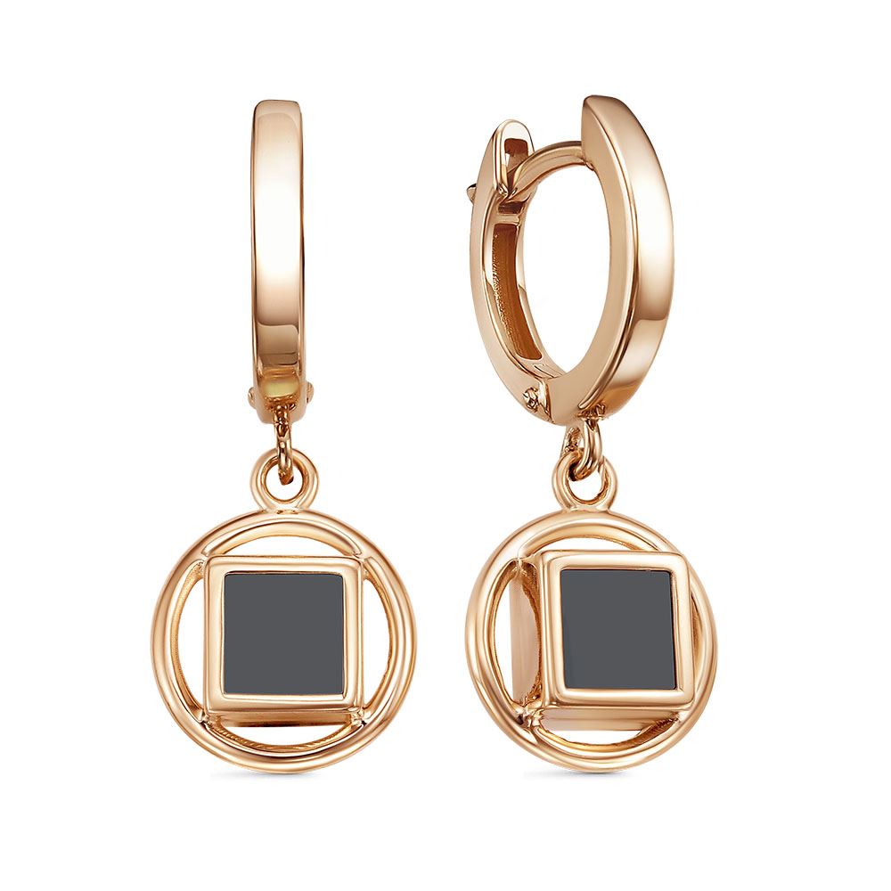 Ювелирное изделие - Серьги из красного золота с ониксом в магазине Best-Gold 147670