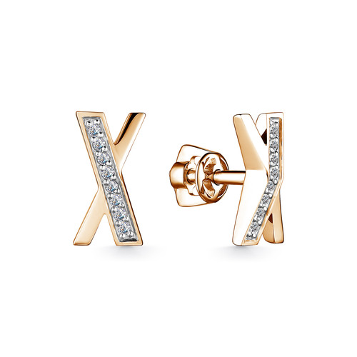 Ювелирное изделие - Серьги из красного золота с бриллиантами в магазине Best-Gold 081470