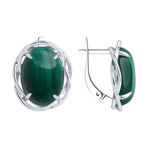 Серьги из серебра с малахитом Ювелирное изделие - Серьги из серебра с малахитом в магазине Best-Gold 152554