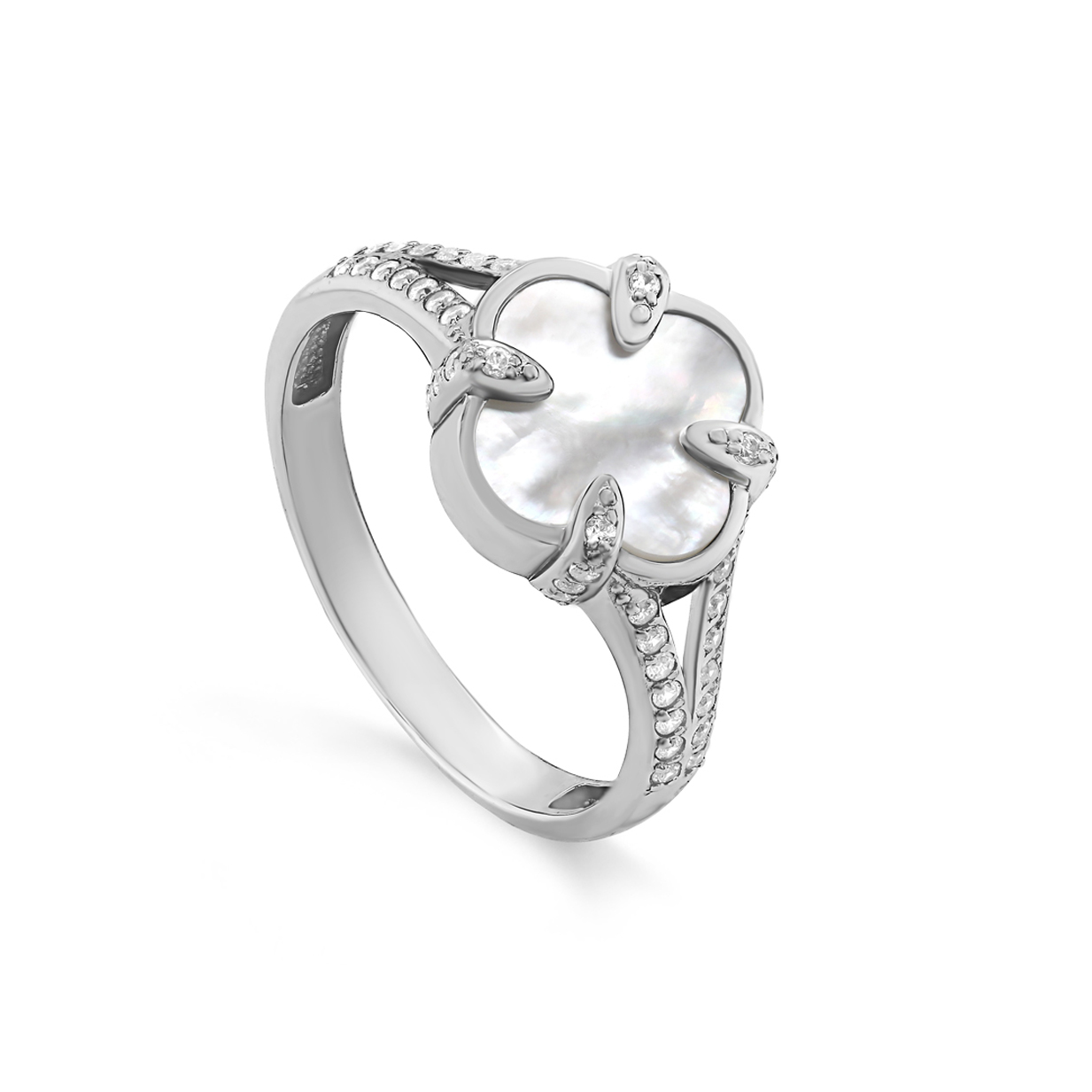 Кольцо из серебра с перламутром и фианитами Ювелирное изделие - Кольцо из серебра с перламутром и фианитами в магазине Best-Gold 127520