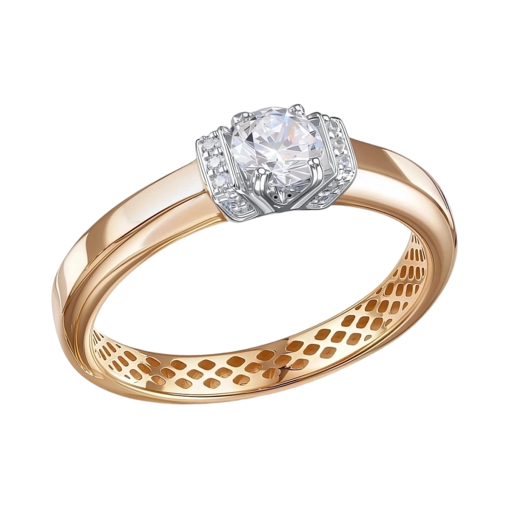 Ювелирное изделие - Кольцо из красного золота с фианитами в магазине Best-Gold 070847