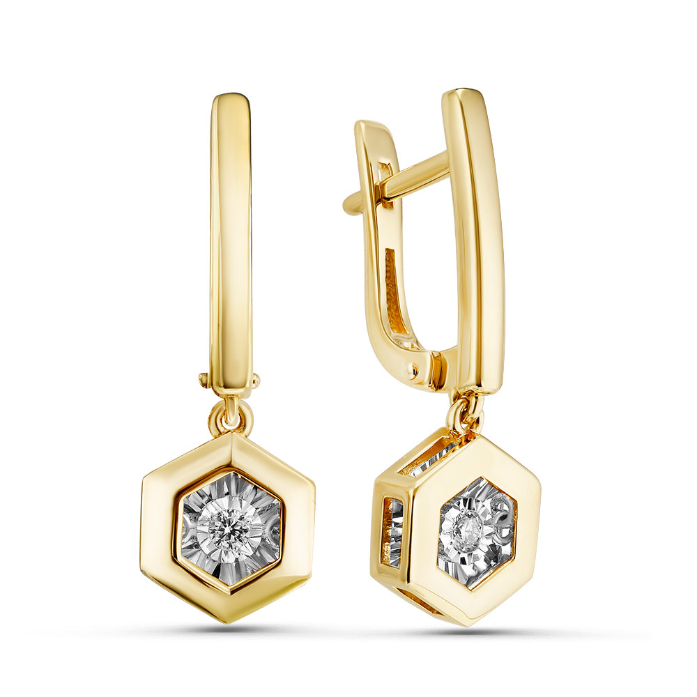 Серьги из жёлтого золота с бриллиантами Ювелирное изделие - Серьги из жёлтого золота с бриллиантами в магазине Best-Gold 050936