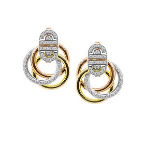Серьги из комбинированного золота с фианитами Ювелирное изделие - Серьги из комбинированного золота с фианитами в магазине Best-Gold 028553