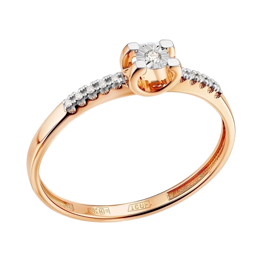 Ювелирное изделие - Кольцо помолвочное из красного золота с бриллиантами в магазине Best-Gold 083398