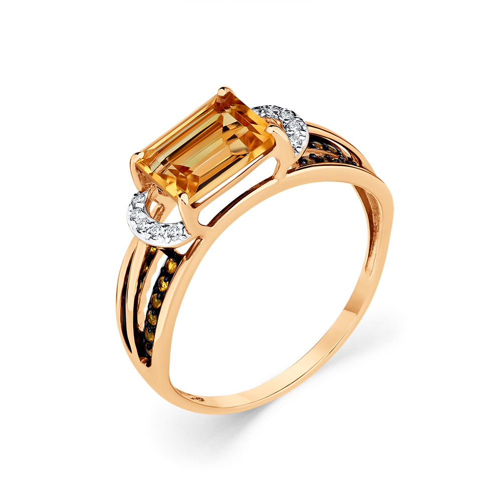 Ювелирное изделие - Кольцо из красного золота с цитрином и фианитами в магазине Best-Gold 142869