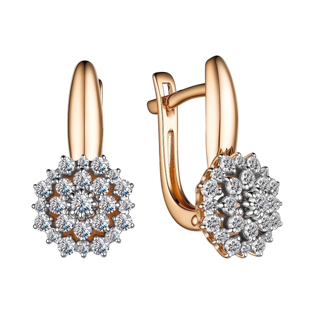 Серьги из красного золота с бриллиантами Ювелирное изделие - Серьги из красного золота с бриллиантами в магазине Best-Gold 154385