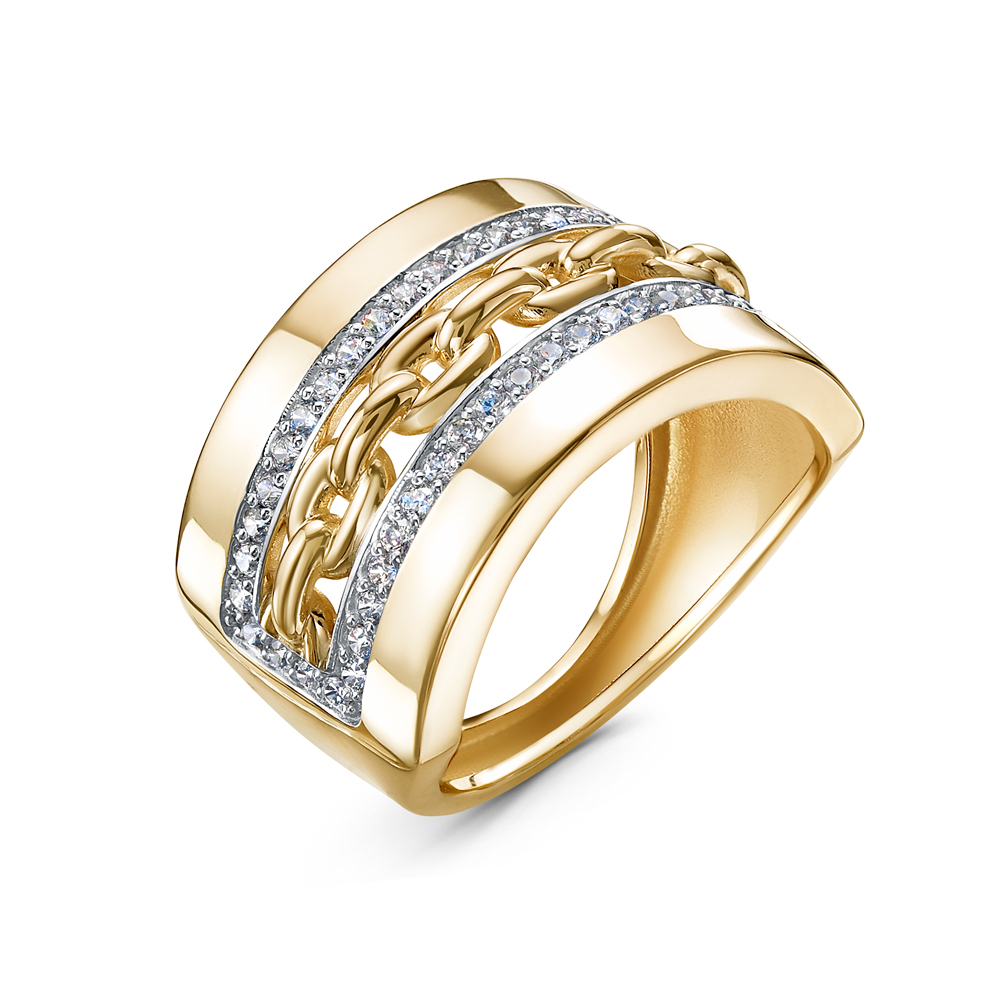 Кольцо из жёлтого золота с фианитами Ювелирное изделие - Кольцо из жёлтого золота с фианитами в магазине Best-Gold 122718