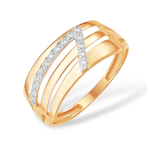 Ювелирное изделие - Кольцо из красного золота с фианитами в магазине Best-Gold 049071