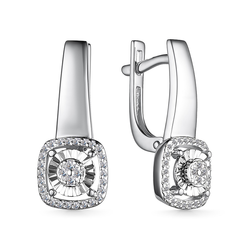 Серьги из белого золота с бриллиантами Ювелирное изделие - Серьги из белого золота с бриллиантами в магазине Best-Gold 154419