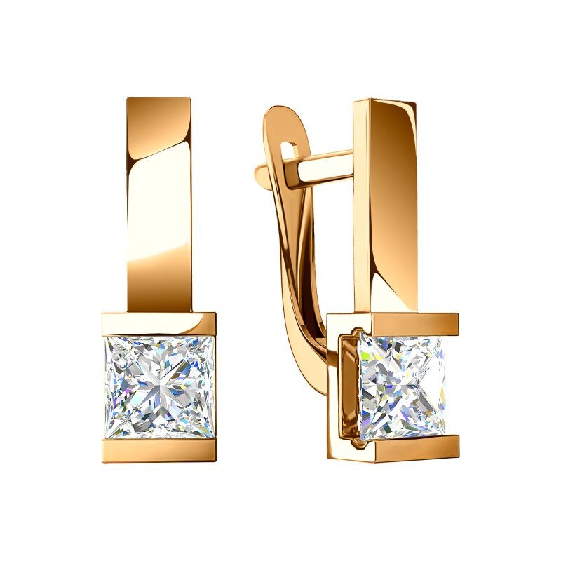 Серьги из красного золота с фианитами Ювелирное изделие - Серьги из красного золота с фианитами в магазине Best-Gold 063831