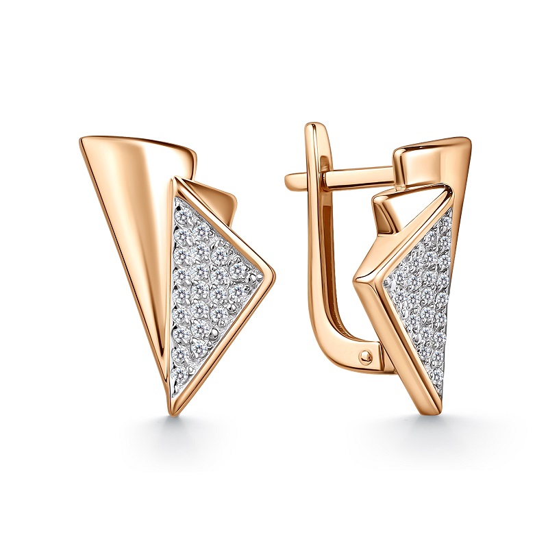 Ювелирное изделие - Серьги из красного золота с фианитами в магазине Best-Gold 152159
