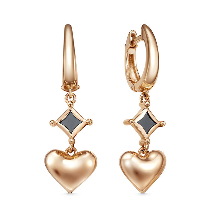 Серьги из красного золота с ониксом Ювелирное изделие - Серьги из красного золота с ониксом в магазине Best-Gold 149557