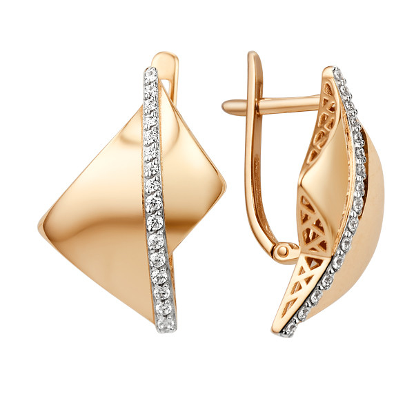 Серьги из красного золота с фианитами Ювелирное изделие - Серьги из красного золота с фианитами в магазине Best-Gold 107200