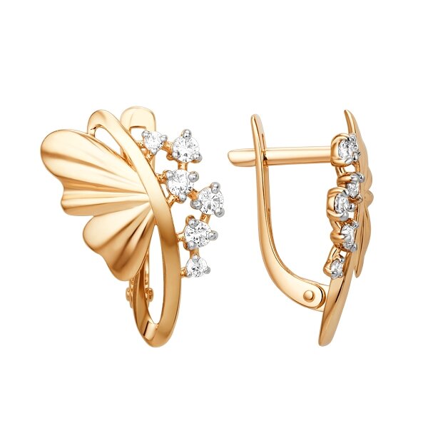 Ювелирное изделие - Серьги из красного золота с фианитами в магазине Best-Gold 145375