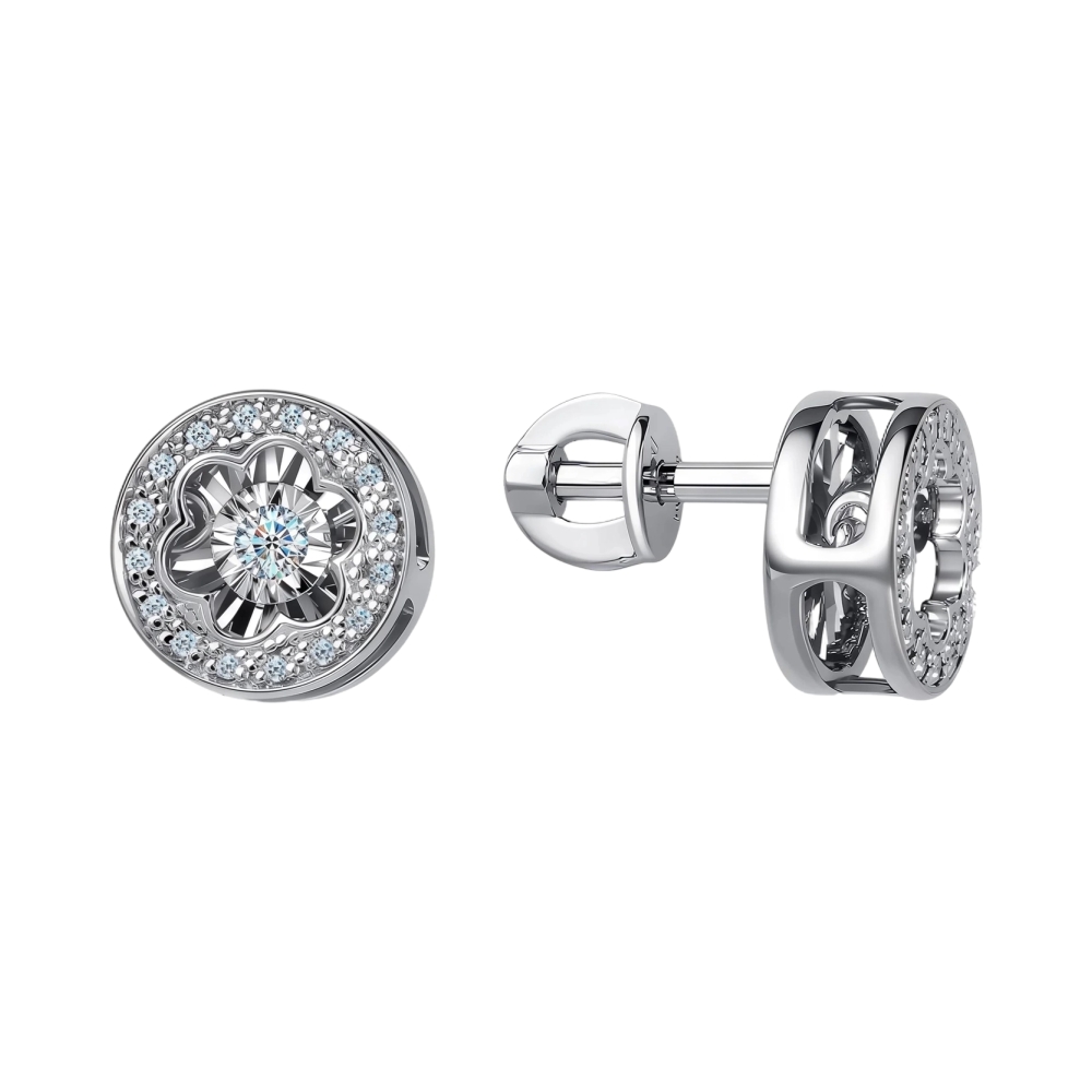 Ювелирное изделие - Серьги из белого золота с бриллиантами в магазине Best-Gold 134005