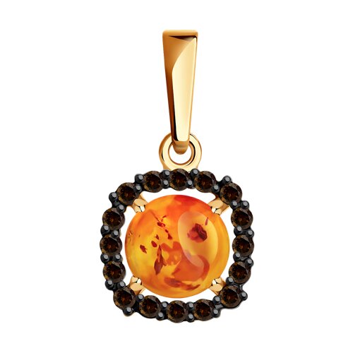 Подвеска из красного золота с раух-топазм и янтарем Ювелирное изделие - Подвеска из красного золота с раух-топазм и янтарем в магазине Best-Gold 146767