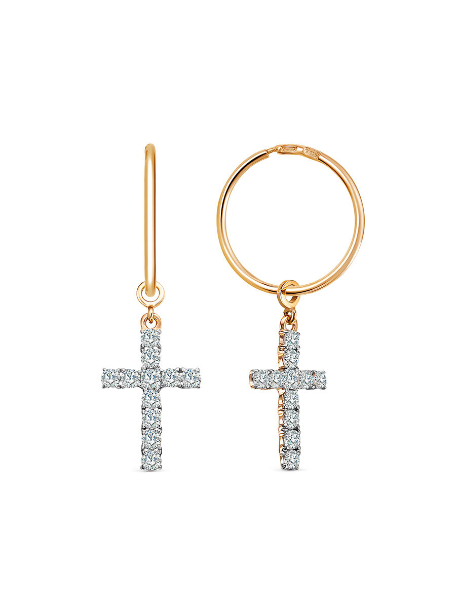 Серьги из красного золота с фианитами Ювелирное изделие - Серьги из красного золота с фианитами в магазине Best-Gold 134502